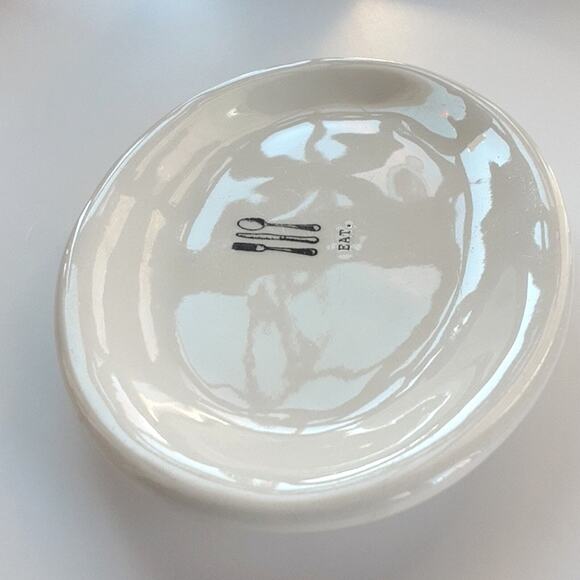 Rae Dunn Magenta EAT Fork Spoon Knife Minimalist Art Dish Decorative Oval Plate - Picture 7 of 8